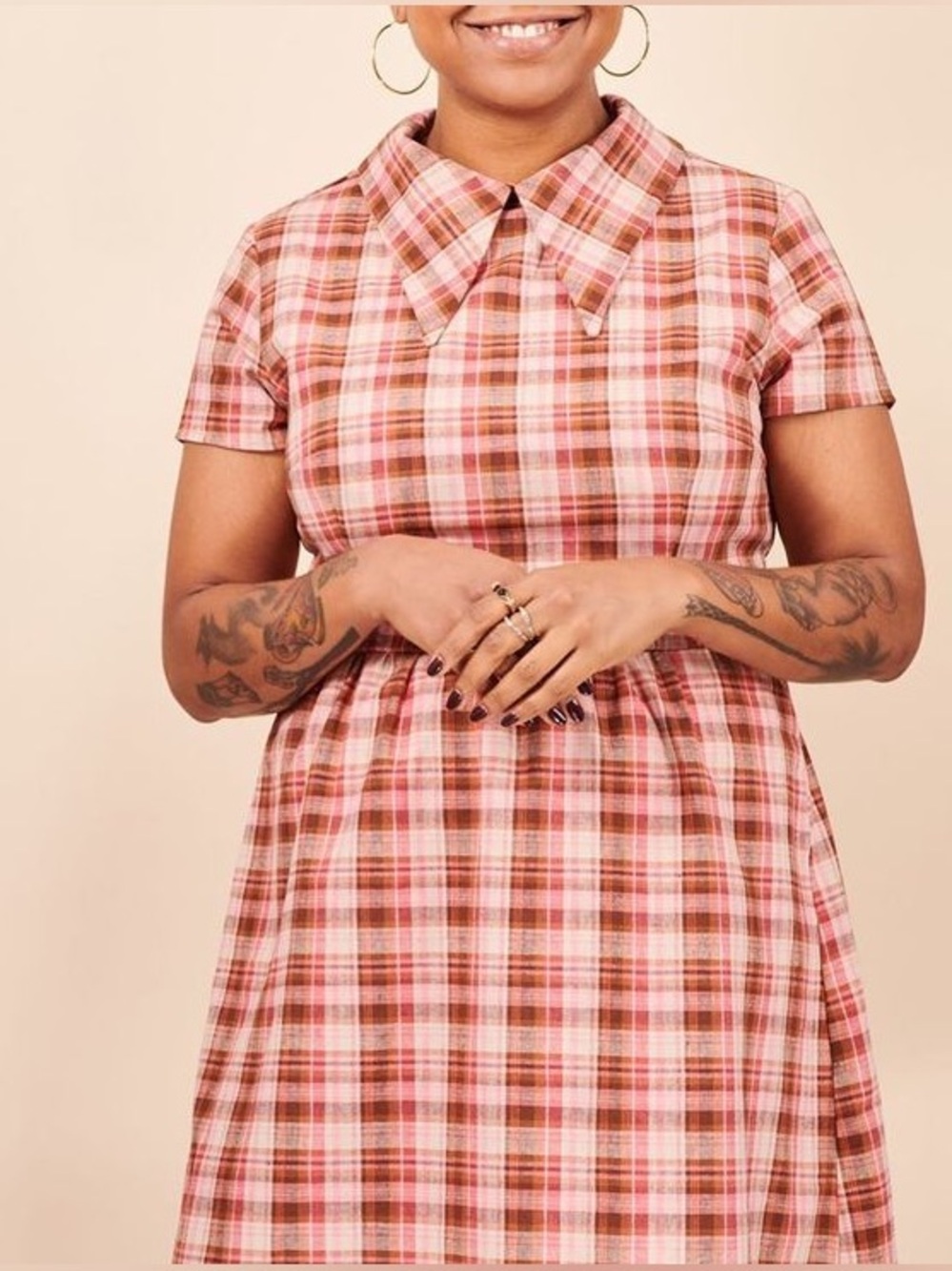 Tuesday of California/Tuesday Bassen Plaid Dagger Collar Dress | Size XL